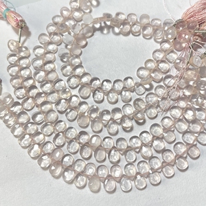 Venta al por mayor de cuentas de briolette facetadas de cuarzo rosa en forma de pera 6x8mm forma de almendra calibrada suministros de cuentas de color rosa - Product Image 2