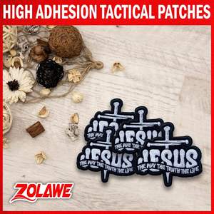 Patch Jesus The Way Truth Life, 3 pouces à coudre sur du fer sur des patchs de broderie croisée pour vêtements sacs à dos de pakistann - Product Image 6