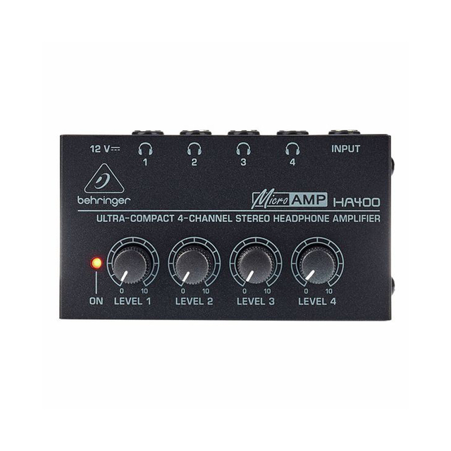 Behringer HA400 Compact 4-Channel Stereo Headphone Amplifier Indoor Studio & Stage Music Equipment for Pa Sound System