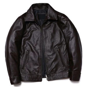 Chaqueta de cuero genuino de motorista para hombre, abrigo de cuero estilo moto con cremallera, chaquetas nuevas bordadas personalizadas de alta calidad 2025 - Product Image 2