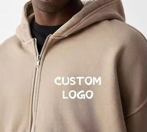 Fabricante de Sudaderas con Capucha Extra Grandes de Algodón Grueso con Logotipo Personalizado, Sudaderas con Capucha Corta con Cierre y Hombros Caídos, Proceso Impex - Product Image 2