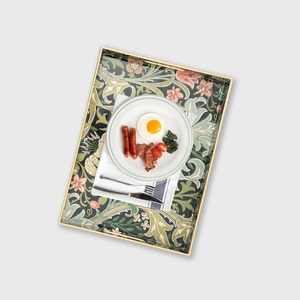 Bandeja de servicio de esmalte de madera decorativa ideal para servir alimentos y bebidas agrega un aspecto hermoso a su cocina y comedor - Product Image 3