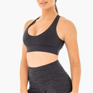 DYNE Soutien-gorge de sport à soutien élevé pour femmes Coussinets amovibles Spandex/Nylon Respirant Doux Extensible Dentelle Décoration pour Yoga Gym Fitness - Product Image 5