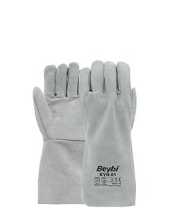 Guantes de trabajo con revestimiento de cuero tejido de poliéster gris Beybi - Product Image 5
