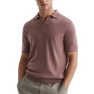 Camiseta de manga corta de verano para hombre, Camiseta de punto de algodón de alta calidad para Polo, diseño de patrón sólido, colores de contraste - Product Image 2