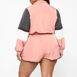 Nueva moda para mujer, cortavientos con cremallera corta y chándal de longitud completa, conjunto de dos piezas de Color sólido transpirable de Pakistán - Product Image 6