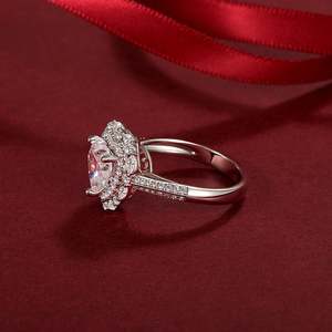 Bague de fiançailles Jeulia Vintage Double Halo Cœur - Argent sterling avec zircon, style incrustation tendance - Product Image 5