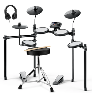 Kit de Batería Electrónica de Alta Calidad, 4 Piezas, con Parches de Malla, Pedal de Bombo y Trono, Ideal para Principiantes - Product Image 4