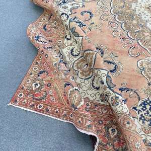 Tapis turc surdimensionné 9,6x12,2 pi (292x372 cm), tapis en laine rayé brun vintage - Product Image 4