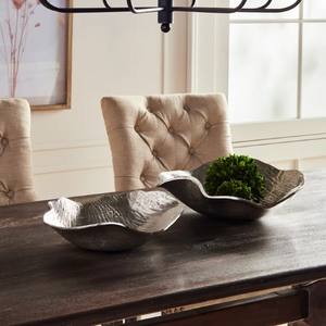 Clarice Home Garden Bols décoratifs Texturé Argent Tone Organique Plateau Affichage bols décoratifs bols en argent métal - Product Image 2