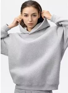 Produit de vente chaud pur pull uni surdimensionné personnalisé à capuche mélangé pour hommes et femmes avec poches et cordons de serrage pour les deux - Product Image 2