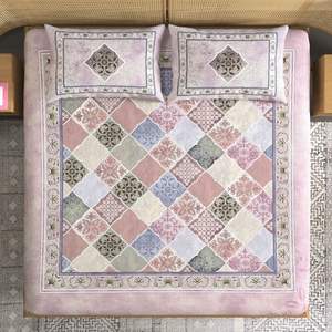 Couvre-lit matelassé de luxe en super coton Caramel Couvre-lit double 300TC Nombre de fils Qualité 3pcs Ensembles de couettes solides imprimées - Product Image 1