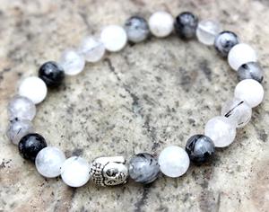 Hecho a mano 108 Mala Beads borla collar Unisex estilo étnico tendencia Cuarzo rutilado por artista indio hinduismo regalo religioso - Product Image 6