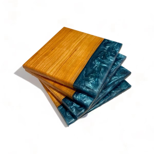 Divine Blend Classic <b>Resin</b> Inlay Tea Plate & Coaster Set Exquisite Handmade Wooden <b>Table</b> Accessory <b>for</b> Modern Luxury Dining - Product Image 1