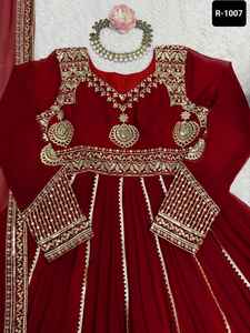 La última ropa tradicional para mujer Foux Georgette lista para usar vestidos Anarkali con Secuencia de hilo trabajo y conjunto Dupatta elegante - Product Image 6