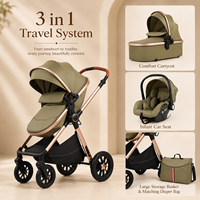Système de voyage pour bébé 3 en 1 OEM avec nacelle, siège auto pour nourrisson, poussette de luxe pliable pour la vente en gros