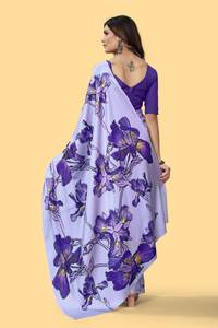 Direct Source Haute Couture Traditionnelle Georgette Broderie Sari Doux Soie Indienne pour les Femmes pour les Mariages Fêtes Festivals - Product Image 3