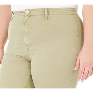 Pantaloni cropped Celebrity Pink Montauk da donna, taglie forti, in tela verde, a vita alta, stile dritto, casual, taglia 20W - Product Image 2