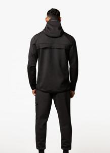 Ensemble de survêtement unisexe en molleton technique personnalisé avec logo, sans cordon de serrage, multi-poches, coupe ajustée, vêtements d'entraînement, deux pièces - Product Image 2