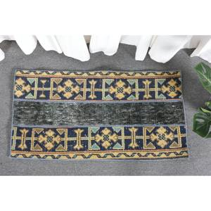 Vintage Turkish <b>Rug</b> 17' X 31' Handmade <b>Boho</b> Style Yellow Black Patchwork Design for Bedside Wool Material with Latex Backing - Product Image 1