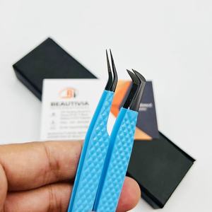 แหนบขนตาแบบด้ามจับเพชรแบบมืออาชีพทำจากสแตนเลสพร้อมปลายไฟเบอร์สำหรับการต่อขนตา - Product Image 5