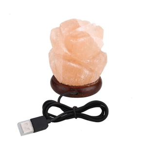 Lampe USB au sel de l'Himalaya Veilleuse en cristal de roche rose Base en bois Lampe de guérison Fournisseur en gros - Product Image 6