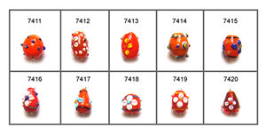 Perles en verre uniques en forme de cône faites à la main de couleur rouge pour la fabrication de bijoux - Product Image 2