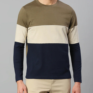 Camisetas Deportivas de Manga Larga para Hombre, de Doble Color, Ajustadas, de Punto, de Poliéster/Algodón, Personalizadas por Fabricantes de Camisetas OEM al por Mayor - Product Image 2