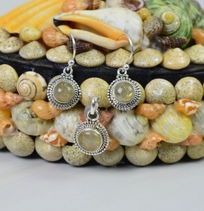 Golden Rutile 925 Sterling Silver Gemstone Pendant Earring <b>Set</b> Pendant Earring <b>Set</b> <b>Jewelry</b> Golden Rutile <b>Jewelry</b> Gift for Her - Product Image 2