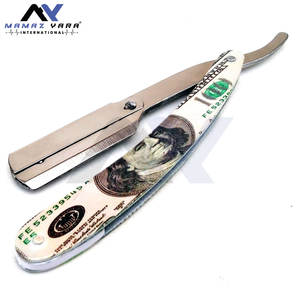 Navaja de Afeitar Clásica con Bloqueo Oscilante, Mango con Diseño de Dólar, Navaja de Afeitar de Borde Recto para Barbería, Totalmente Personalizable para Corte de Cabello - Product Image 2