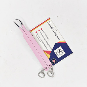 Profesional personalizado Hello Kitty llavero pinzas de extensión de pestañas precisión duradera antiestática punta curva de acero inoxidable - Product Image 5