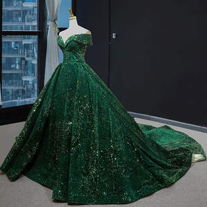 Robe de mariée ou de demoiselle d'honneur à taille naturelle, style robe de bal, avec superposition de paillettes - Product Image 5