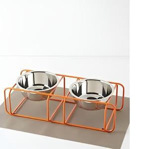 Handcrafted Double Dinner Pet Bowl Steel Wire <b>Stand</b> Polished Metal Pet <b>Food</b> Feeding Bowl for <b>Dogs</b> Wholesale Price - Product Image 3