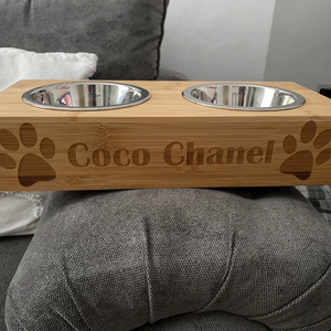 Natural Acacia Wood <b>Feeders</b> Stand, Pet <b>Feeder</b> for Dog Bowls Food Water to Beloved for Small Breed Dog, Puppies <b>Cats</b> - Product Image 5