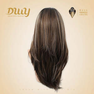 Perruque synthétique Amaris C-DWY sans colle, partie libre, 134 Lace Front, longue, lisse, marron avec mèches blondes - Product Image 3