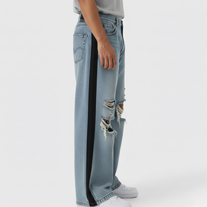 Pantalon en jean coupe droite pour homme, mélange coton élasthanne, tissu extensible premium, pour acheteurs américains, jean délavé vintage - Product Image 6