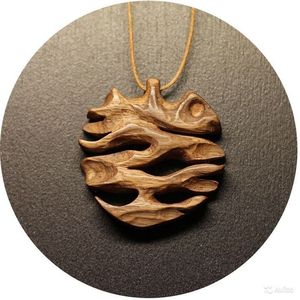 PRODUCTS <b>NECKLACES</b> FOR WOMEN MEN NATURAL <b>LARGE</b> BOHO TRIBAL SONO WOODEN <b>Pendant</b> on Adjustable Cord Handmade <b>Necklace</b> - Product Image 3