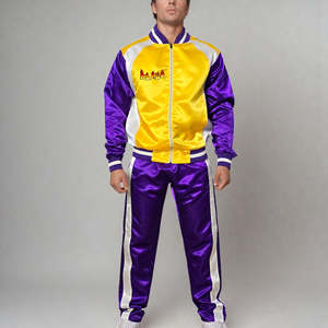 High Quality Nylon Shiny Satin Zipper <b>Hoodie</b> & Trouser Set Men's Winter Casual Wear Printed Logo Plus Size Streetwear Tracksuits - Product Image 1