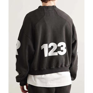 เสื้อสเวตเตอร์ผ้าฝ้ายขนาดใหญ่โอเวอร์ไซส์สำหรับผู้ชายในฤดูหนาวพิมพ์ลายกรดซีดๆพิมพ์โลโก้ออกแบบได้ตามต้องการ - Product Image 5