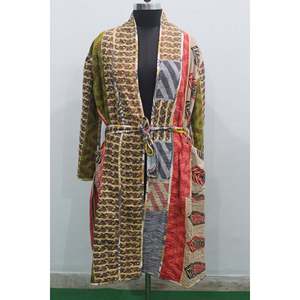 Robe de plage réversible vintage en coton Kantha pour femme, style bohème, vêtement vintage - Product Image 3