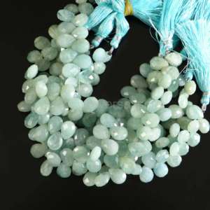 Natural Aquamarine faceted pear shape beads for jewelry making aquamarine loose gemstone beads at manufacturer price from India - Product Image 4