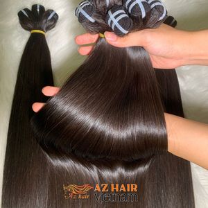 Tissage de cheveux alignés avec des cuticules vierges non transformées Extensions de cheveux raides en os noir vietnamien péruvien 20 pouces - Product Image 5