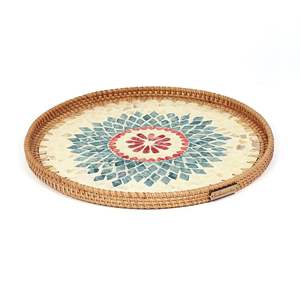 Bandeja de servicio de ratán trenzado clásico con sensación orgánica diseñada para hogares con conciencia ecológica, eventos entretenidos y embalaje de regalo - Product Image 2