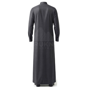 Thobe arabe élégant décontracté à manches longues, vêtement traditionnel à col montant, design confortable, pour événements religieux et usage quotidien, en coton - Product Image 6