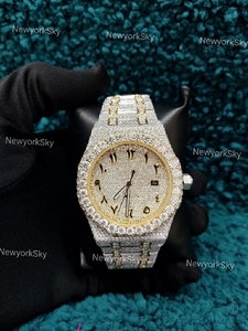 41MM nueva marca Iced Out reloj de acero inoxidable brillante hecho a mano ajuste busto abajo VVS Moissanite relojes para joyería de moda - Product Image 2