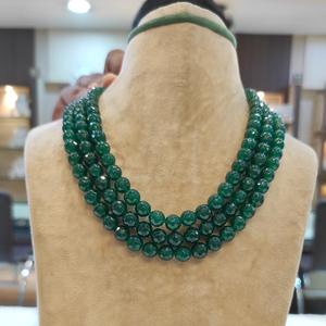 Trendy Stylish Green <b>Onyx</b> Three Rows Beads For Women For Function Wear Party Wear <b>Necklace</b> For Women And Girls - Product Image 1