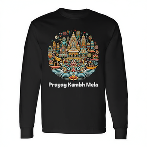 T-shirt à manches longues 2025 Prayag Kumbh Mela Maha Kumbh, symbole religieux hindou, vêtements promotionnels - Product Image 3