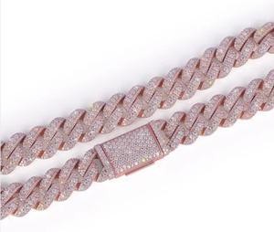 Collar de Plata de Ley con Dijes de Moissanita VVS1 Estilo Hip Hop, Pasa el Test de Diamantes, Cadena Cubana Zigzag Completamente Engastada - Product Image 1