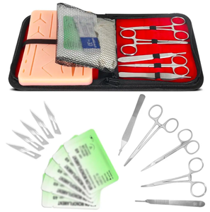 ชุดฝึกเย็บแผลทางการแพทย์แบบครอบคลุมสำหรับนักเรียนแผ่นซิลิโคนขนาดใหญ่ที่มีบาดแผลก่อนตัด14ชิ้นและชุดเครื่องมือเหล็กด้วยมือ - Product Image 1