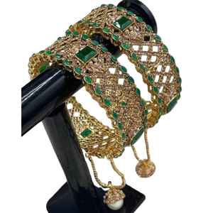 OEM New Wedding Churiyan <b>Set</b> for Ladies Women's Antique Gold Plated Stainless Steel Zircon Bangles Pakistani Classic Style Sale - Product Image 1